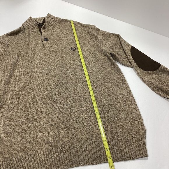Chaps Men's Sweater Patch Elbows 3 Button Knit Henley Pullover L - Picture 10 of 12